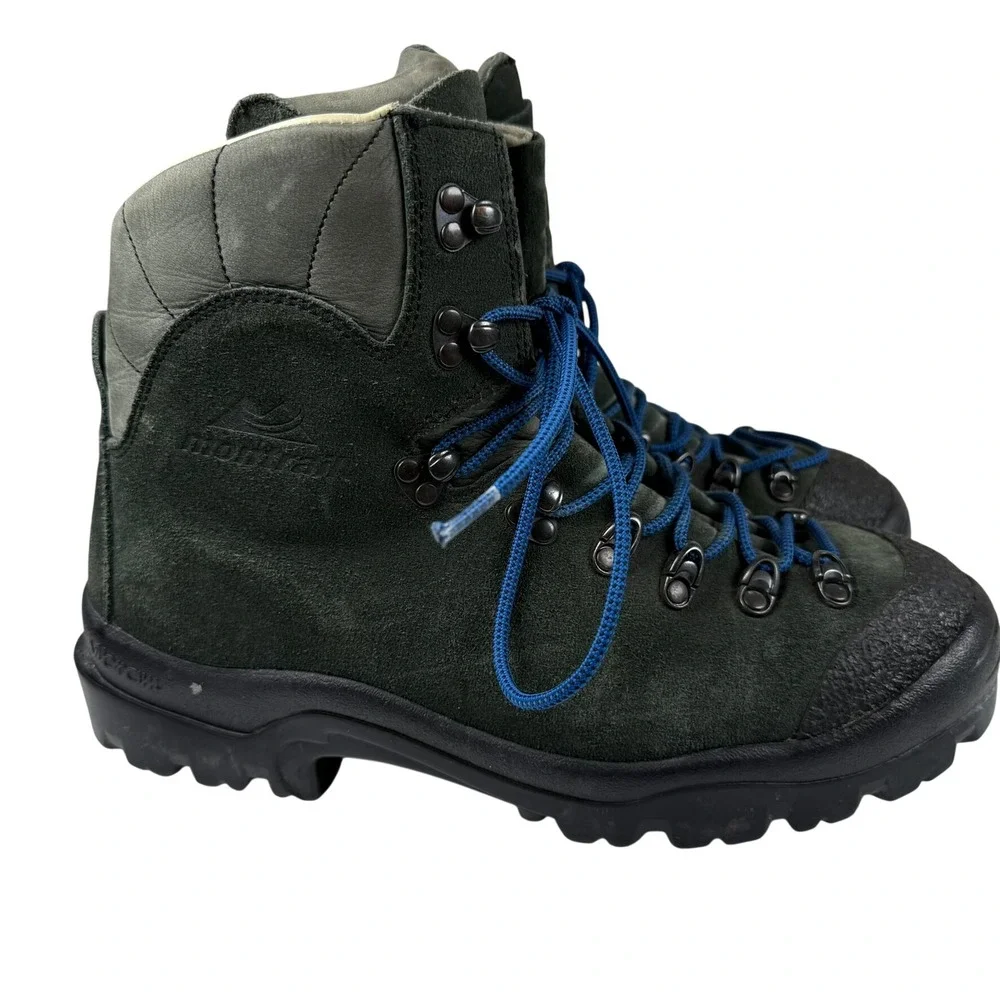 Montrail Mens 10 Hiking Boots Green Suede Vibram Made in Italy Gorpcore Trekking